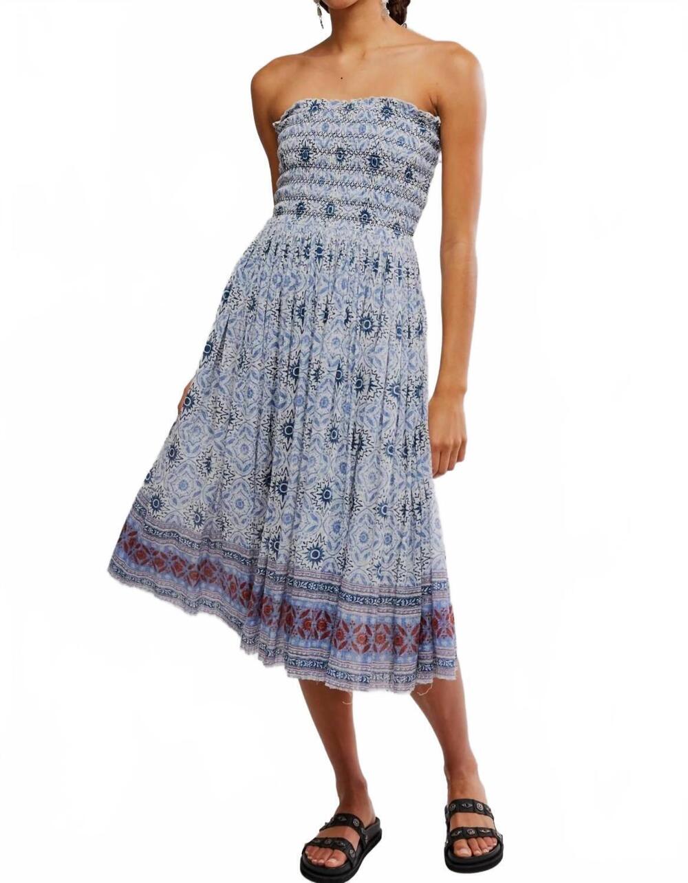 NEW FREE PEOPLE ravenna printed dress in bluebird